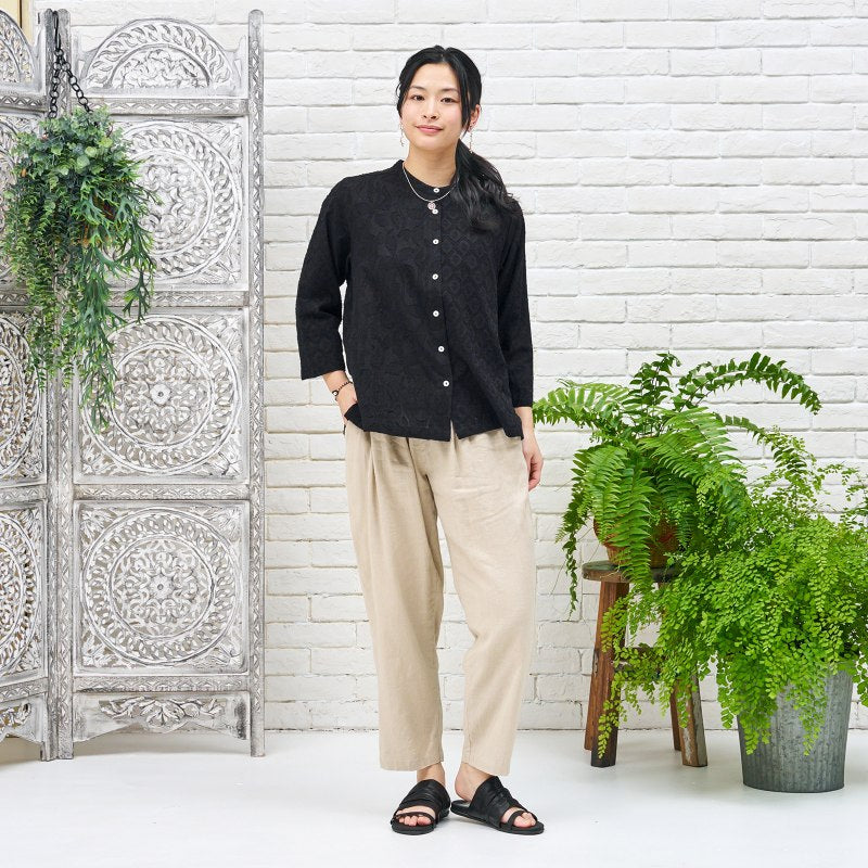 Cotton Jacquard Combo Blouse