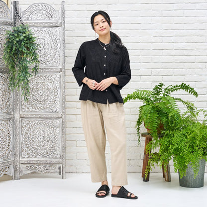 Cotton Jacquard Combo Blouse