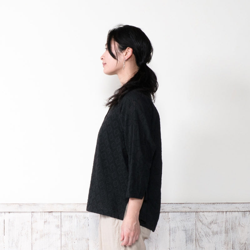Cotton Jacquard Combo Blouse