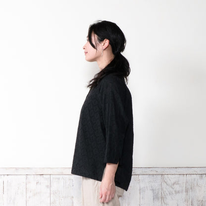 Cotton Jacquard Combo Blouse