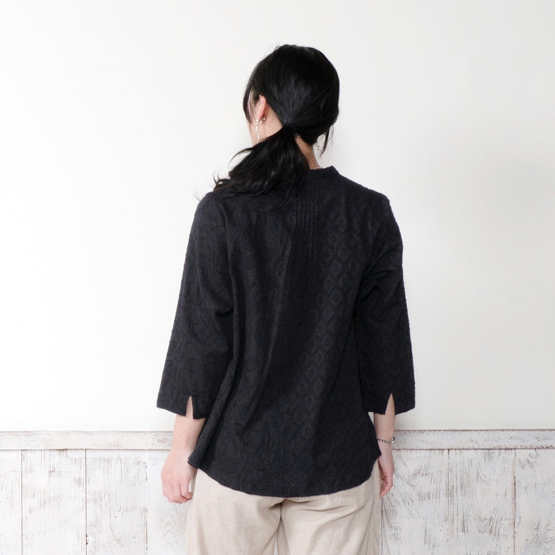 Cotton Jacquard Combo Blouse