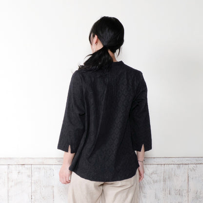 Cotton Jacquard Combo Blouse
