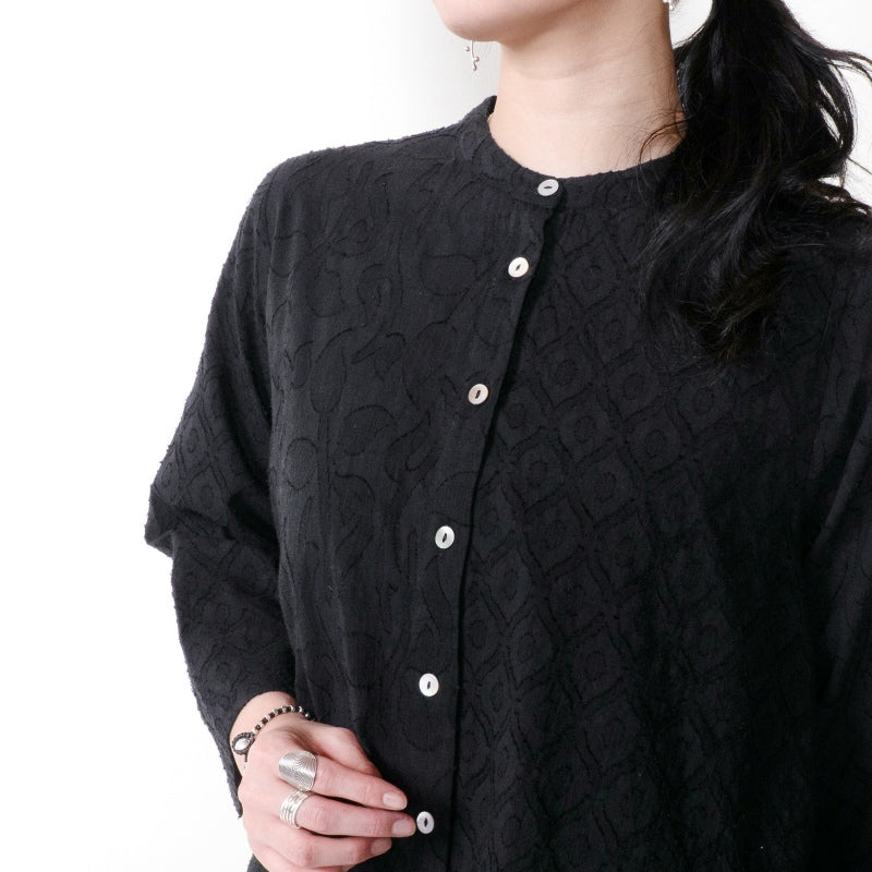 Cotton Jacquard Combo Blouse