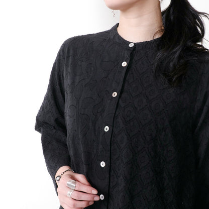 Cotton Jacquard Combo Blouse