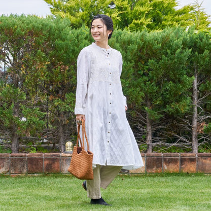 Cotton Lucknow Embroidery Front-Open Dress
