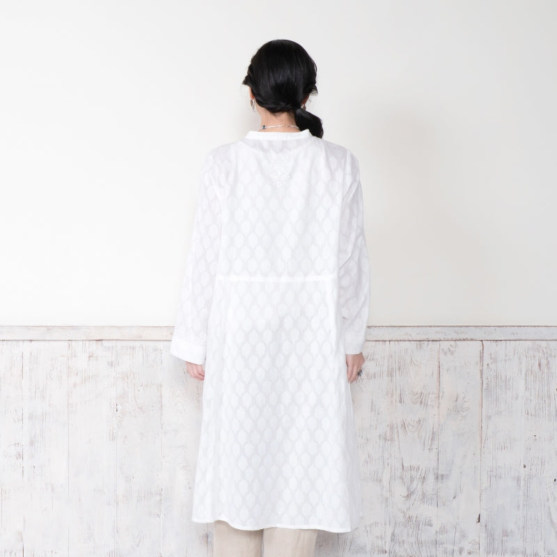 Cotton Lucknow Embroidery Front-Open Dress