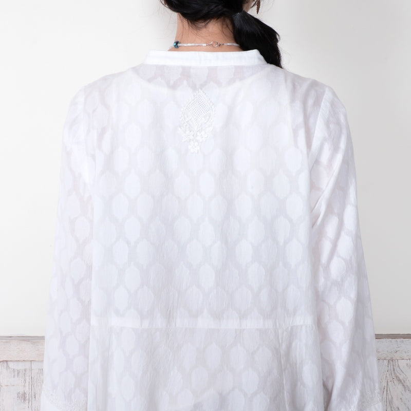 Cotton Lucknow Embroidery Front-Open Dress