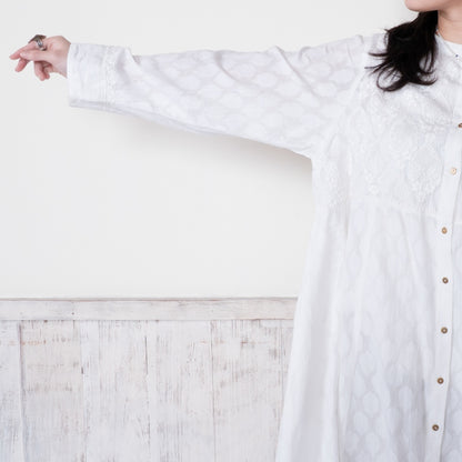 Cotton Lucknow Embroidery Front-Open Dress