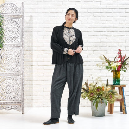 Cotton Zari Embroidery Gathered Blouse