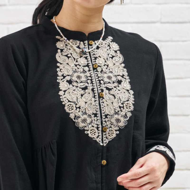 Cotton Zari Embroidery Gathered Blouse