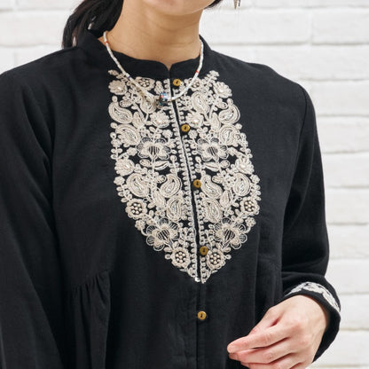 Cotton Zari Embroidery Gathered Blouse