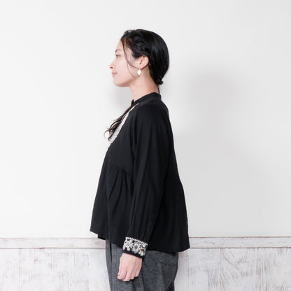 Cotton Zari Embroidery Gathered Blouse