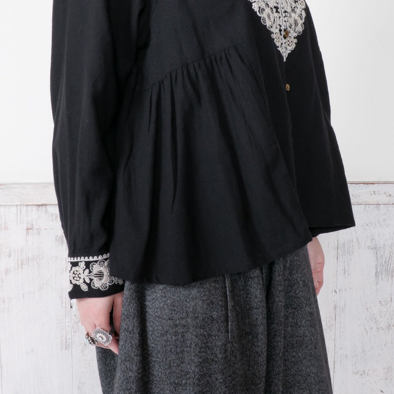 Cotton Zari Embroidery Gathered Blouse