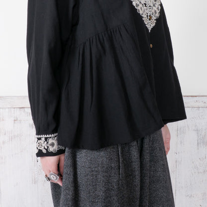 Cotton Zari Embroidery Gathered Blouse