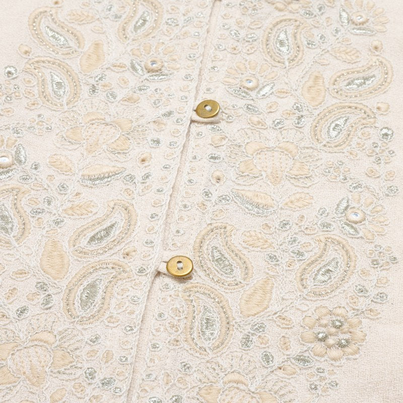 Cotton Zari Embroidery Gathered Blouse