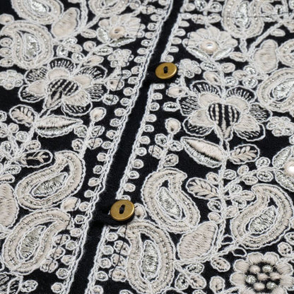 Cotton Zari Embroidery Front-Open Dress