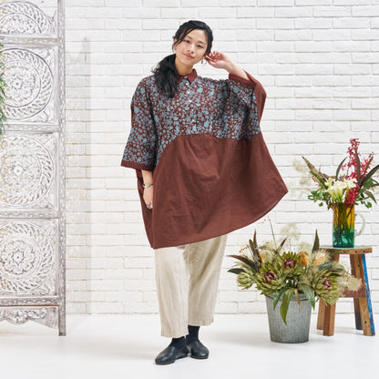 Cotton Small Floral Embroidery Tunic Pullover