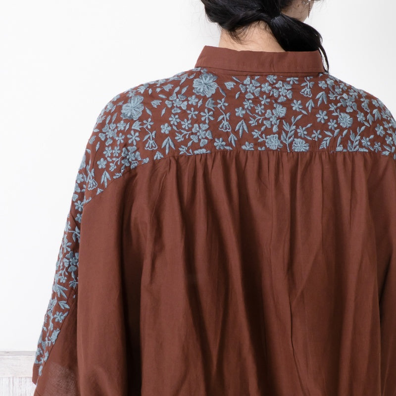 Cotton Small Floral Embroidery Tunic Pullover