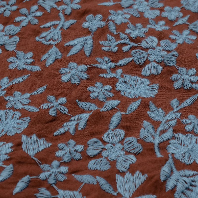 Cotton Small Floral Embroidery Tunic Pullover