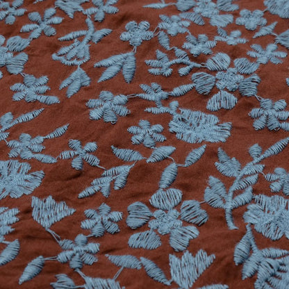 Cotton Small Floral Embroidery Tunic Pullover
