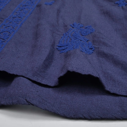 Linen-Blend Lucknow Embroidery Long Blouse N