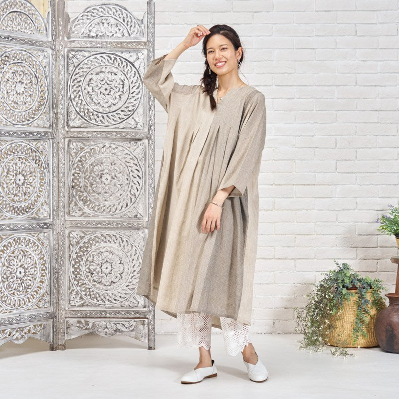 Khadi Stripe Tuck Dress