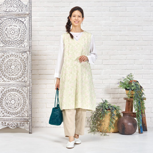Leaf Embroidery Sleeveless Dress