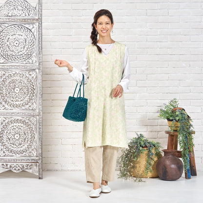 Leaf Embroidery Sleeveless Dress