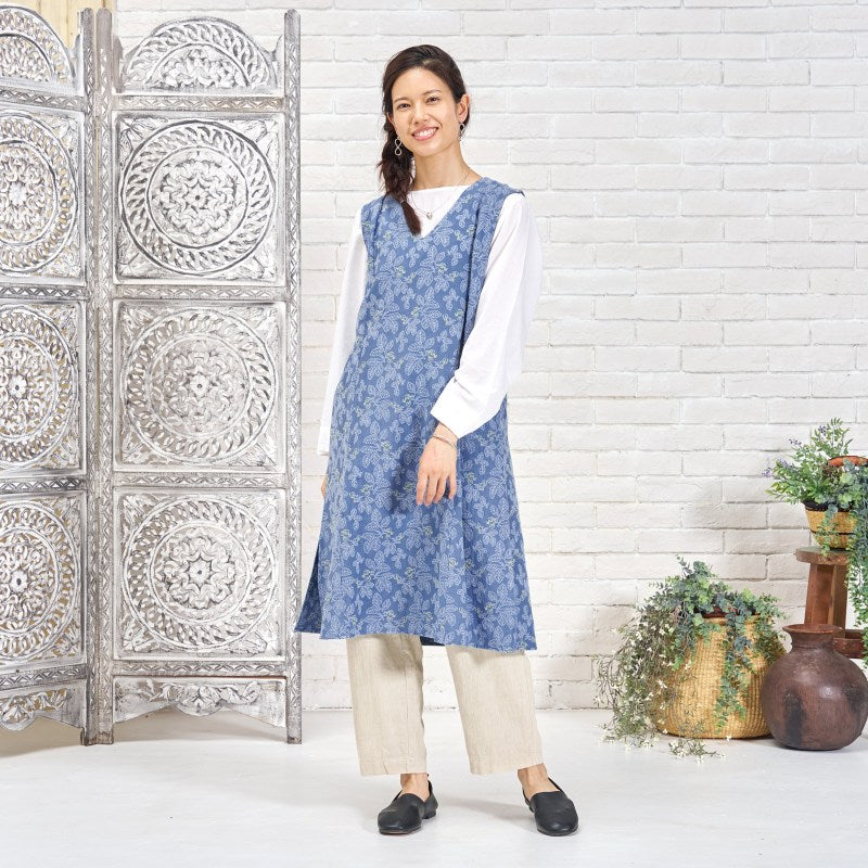Leaf Embroidery Sleeveless Dress