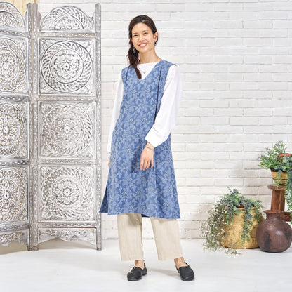 Leaf Embroidery Sleeveless Dress