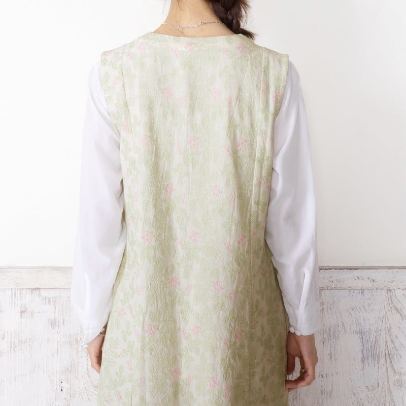 Leaf Embroidery Sleeveless Dress