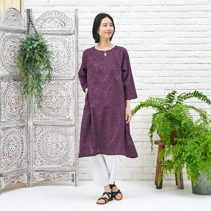 Cotton Jacquard Combo Dress