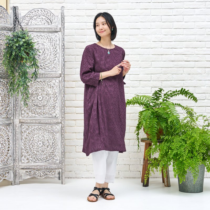 Cotton Jacquard Combo Dress