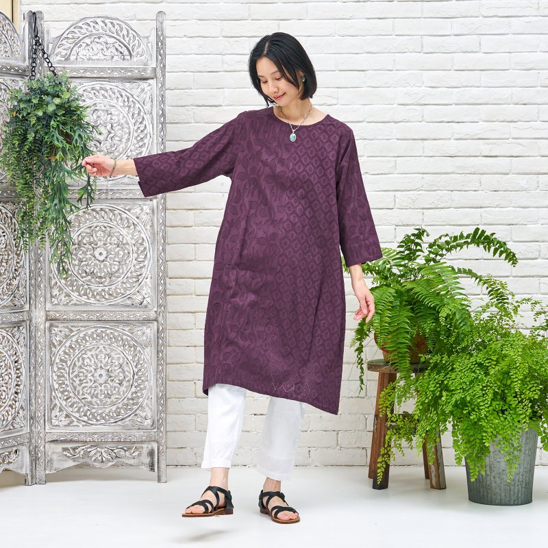 Cotton Jacquard Combo Dress