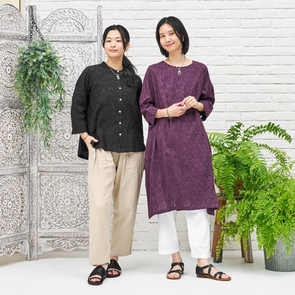 Cotton Jacquard Combo Dress