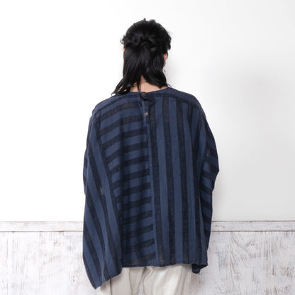 Cotton Linen Stripe Stone Wash Pullover