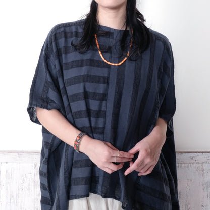 Cotton Linen Stripe Stone Wash Pullover