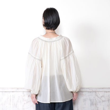 Cotton Gauze Shirring Gather Pullover
