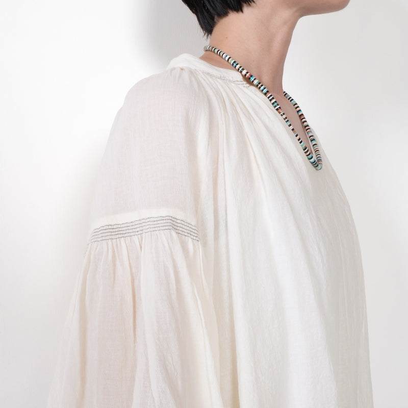 Cotton Gauze Shirring Gather Pullover
