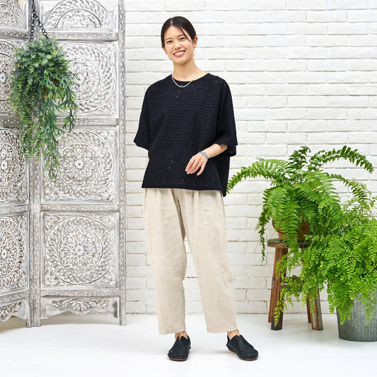 Cotton Dot Lace Combo Pullover