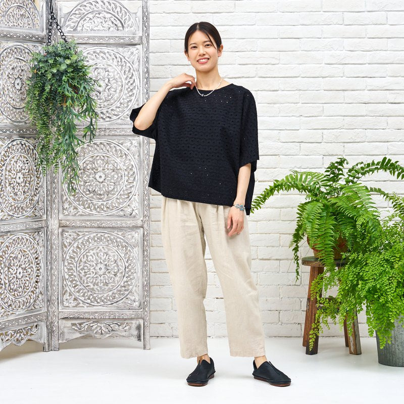 Cotton Dot Lace Combo Pullover