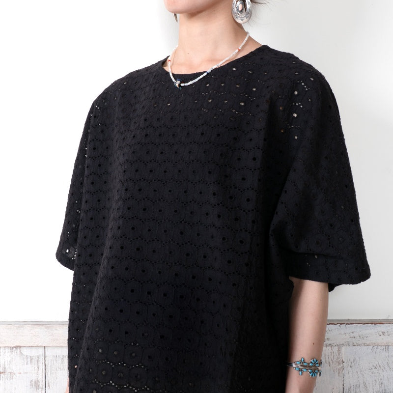Cotton Dot Lace Combo Pullover