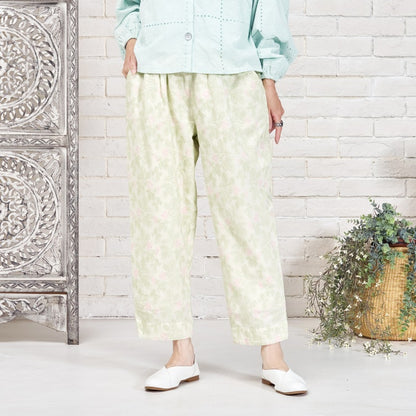 Leaf Embroidered Tapered Pants