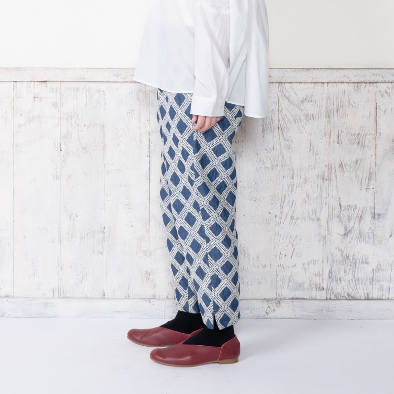 Denim Cross Embroidered Tapered Pants