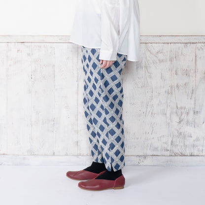 Denim Cross Embroidered Tapered Pants