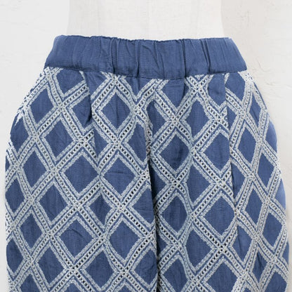 Denim Cross Embroidered Tapered Pants