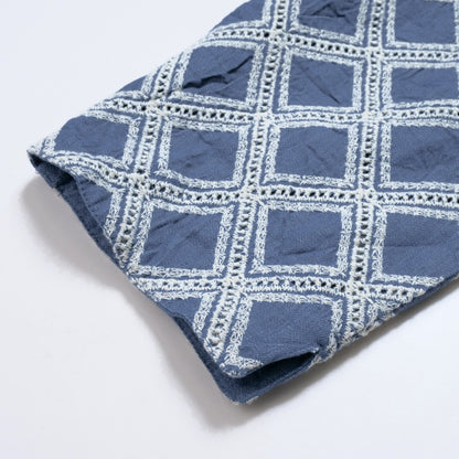 Denim Cross Embroidered Tapered Pants