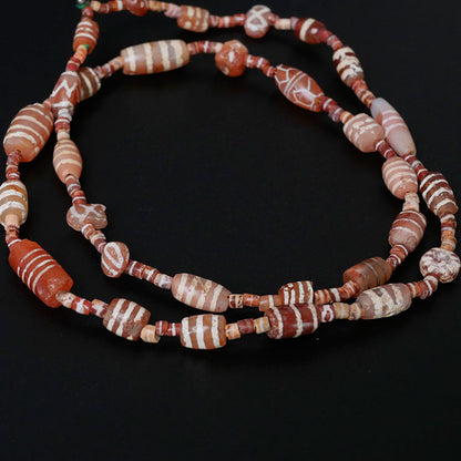 Etched Carnelian Beads Strand
