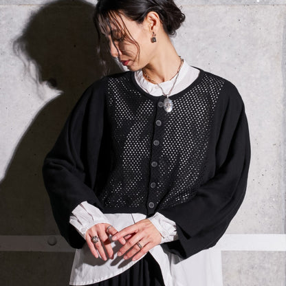 Dot Pattern Knit Cardigan