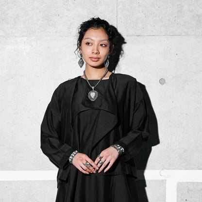Cotton Silk Drape Collar Jacket